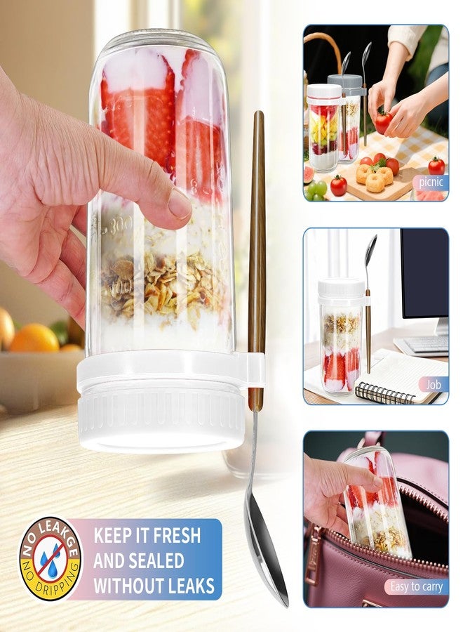 eispap 20oz - 4 Pack Overnight Oats Jars with Lids and Spoon, Overnight Oats Container with Lids, Measurement Marks, Wide Mouth Mason Jars for Salad, Cereal - Image 3